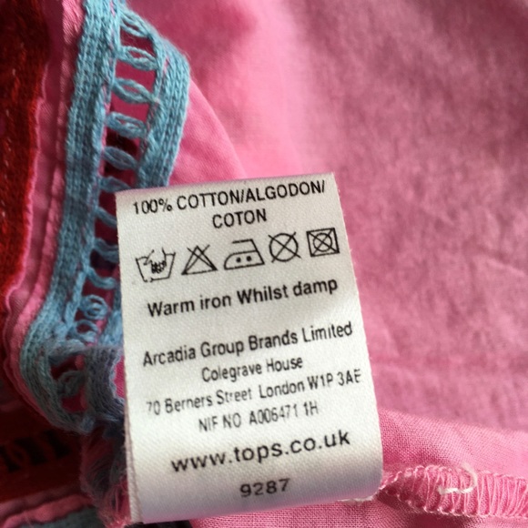 Topshop bright pink boho crochet trim a line skirt M - Picture 7 of 9